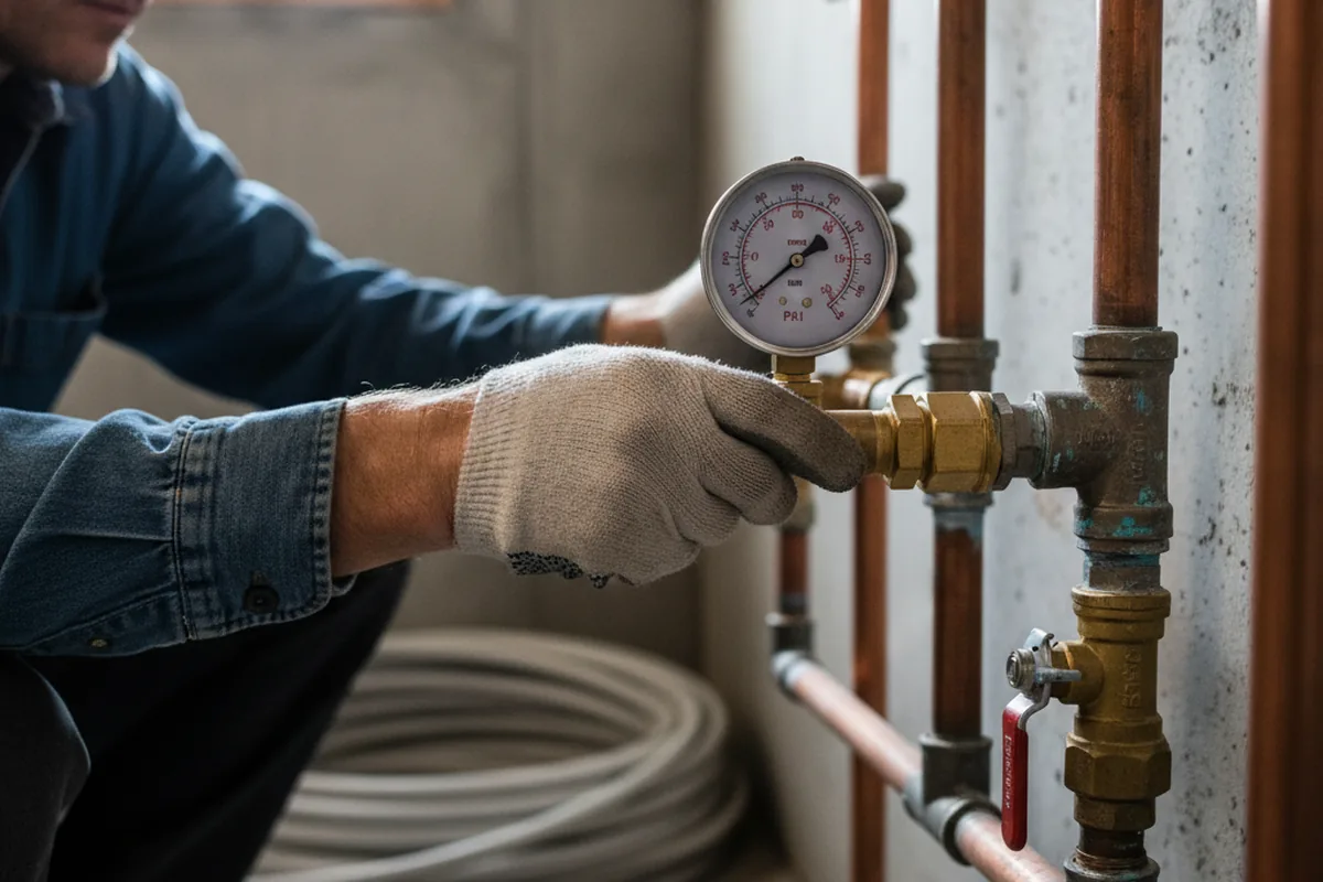 Pressure testing a repaired line during Water Line Repair in Bonney Lake